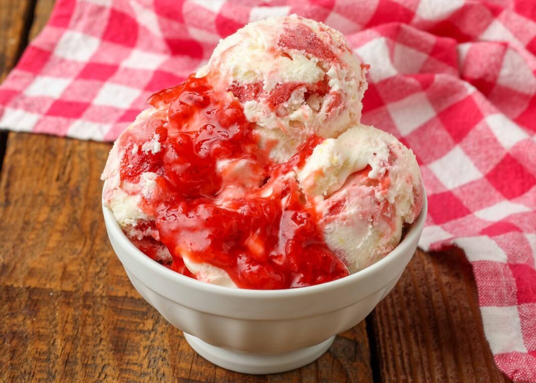 Strawberry Lemonade Ice Cream - Barefeet in the Kitchen