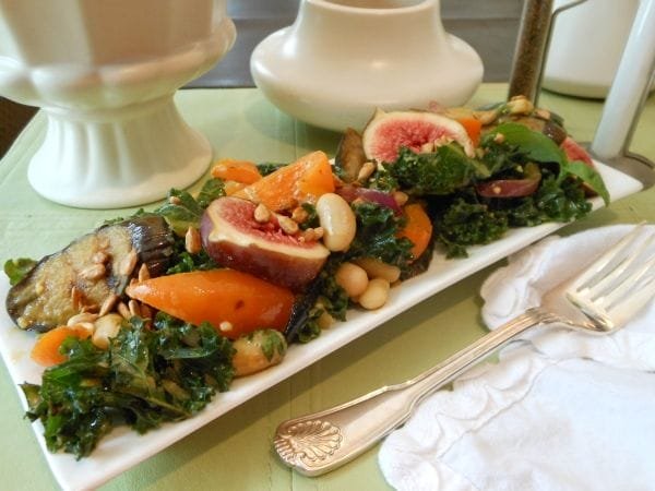 Kale Salad With Grilled Eggplant, White Beans and Fresh Figs [Vegan] – One Green Planet