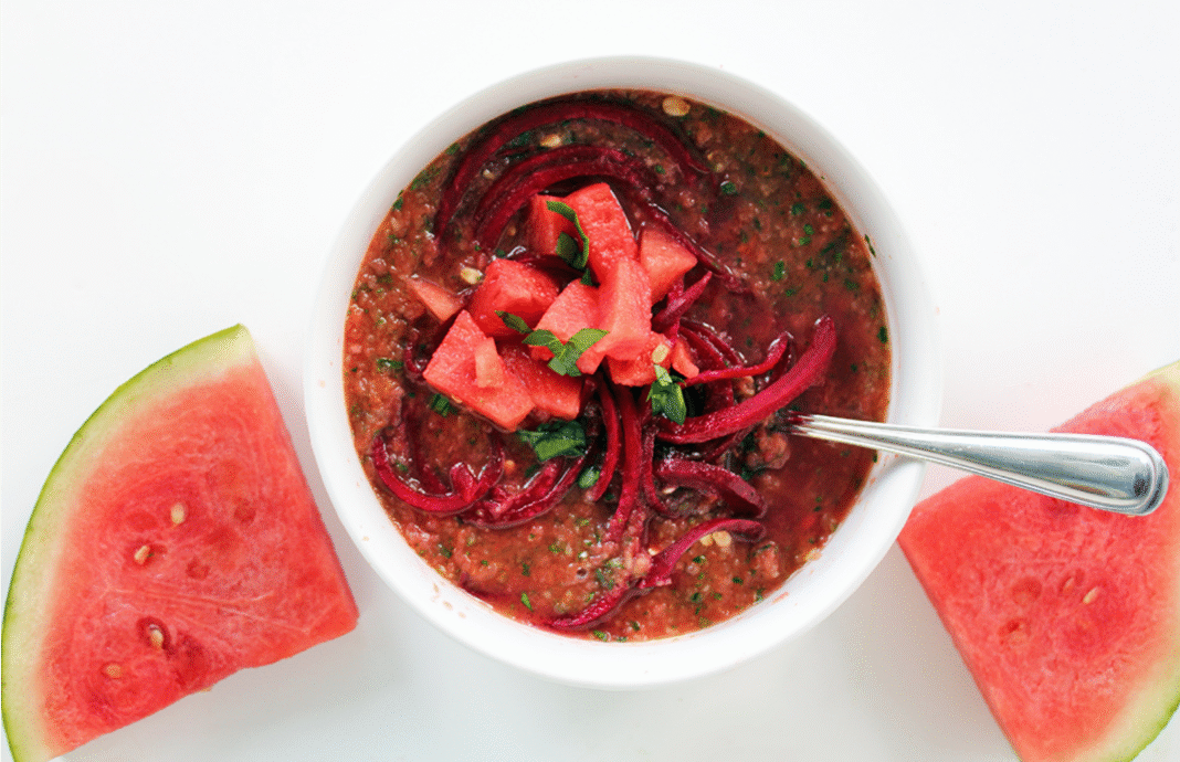 Watermelon Gazpacho With Beet Noodles [Vegan] – One Green Planet