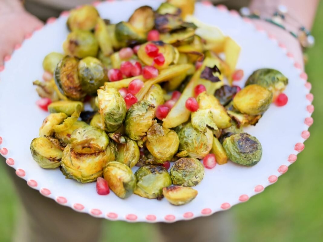 Roasted Brussel Sprouts with Fennel and Pomegranate Seeds [Vegan] – One Green Planet