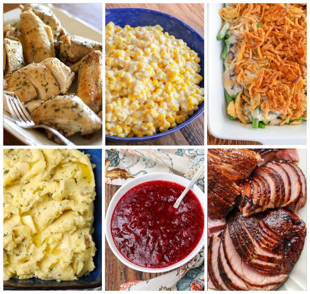 collage of photos with Thanksgiving recipes