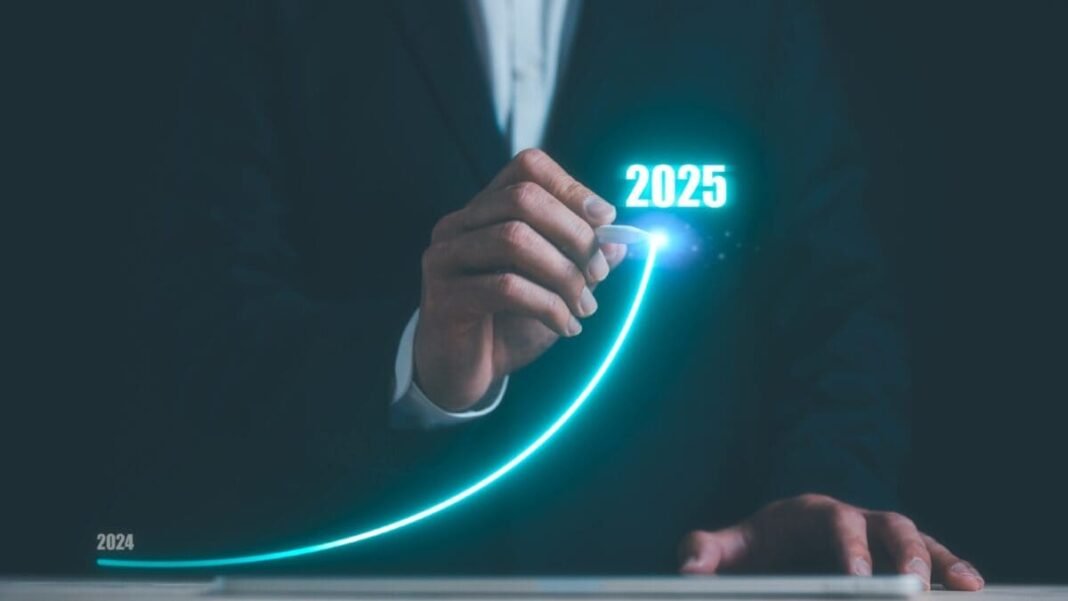 Why did this growth jump 40% in November and increase Businessman using pen drawing line for increasing arrow from 2024 to 2025