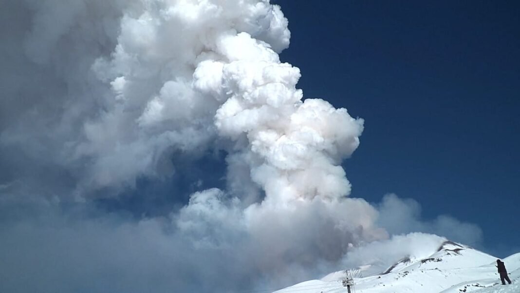 video. Mount Etna erupts as skiers enjoy the spectacle on the slopes  