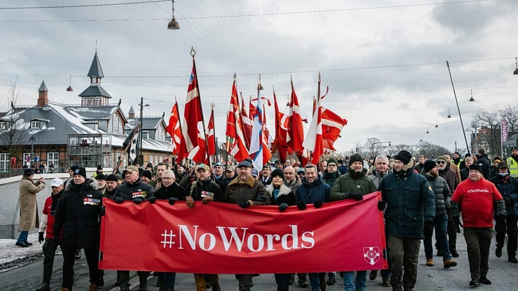 video. 'No words': Danish veterans march in silence in Copenhagen to protest President Trump's comments  