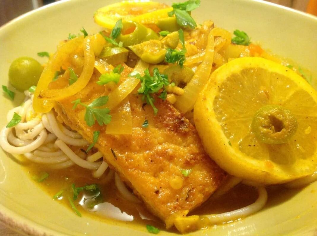 Moroccan Tofu in Lemon-Olive Sauce Over Spaghetti [Vegan, Gluten-Free] – One Green Planet