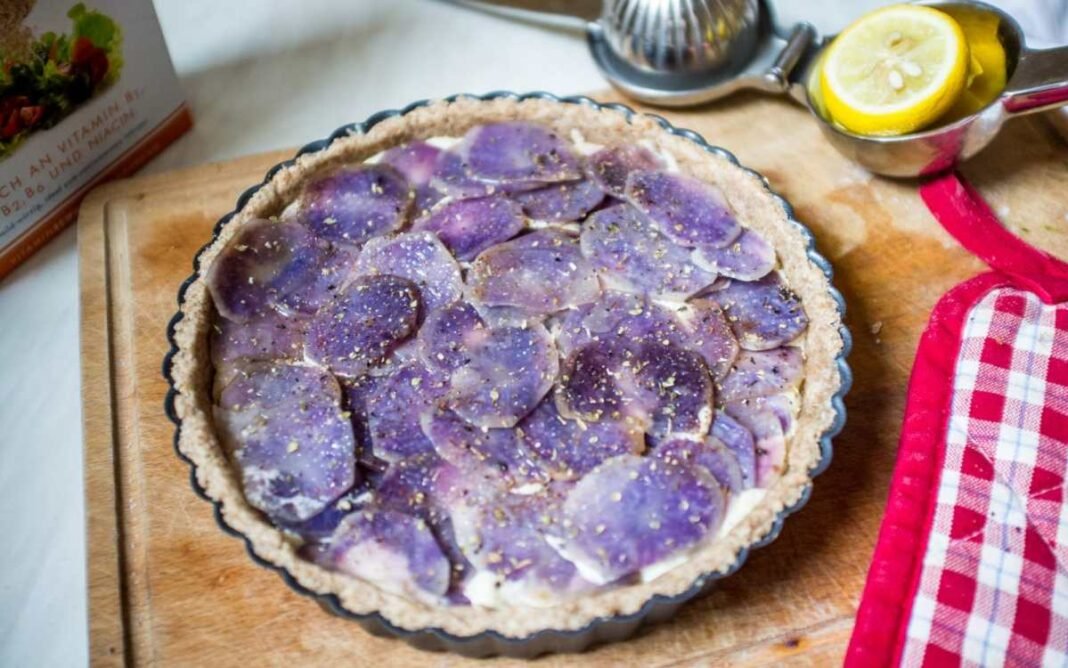 Cheesy Purple Potato Tart [Vegan] – One Green Planet
